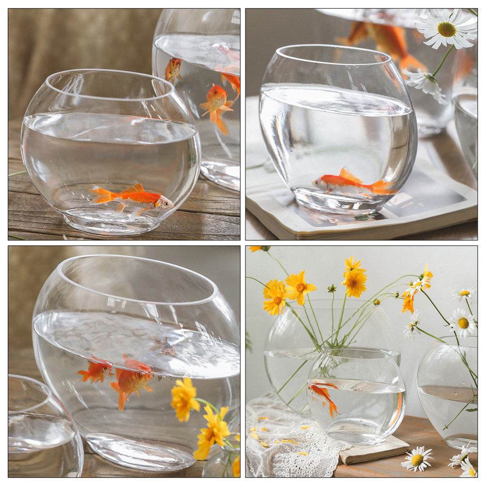 Planted Aquarium For Goldfish - エレガントなガラス製水槽、クリスタルのような透明なデザイン、頑丈な卓上金魚鉢、ベタ、金魚、水草用、ホームオフィス装飾に最適