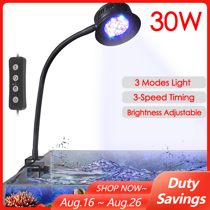 Led Planted Tank Light - 30 ワット水族館の水槽海水海水マリンサンゴ礁 LED と植物ライト 3 スピードタイミング明るさ調整可能なタンクランプ
