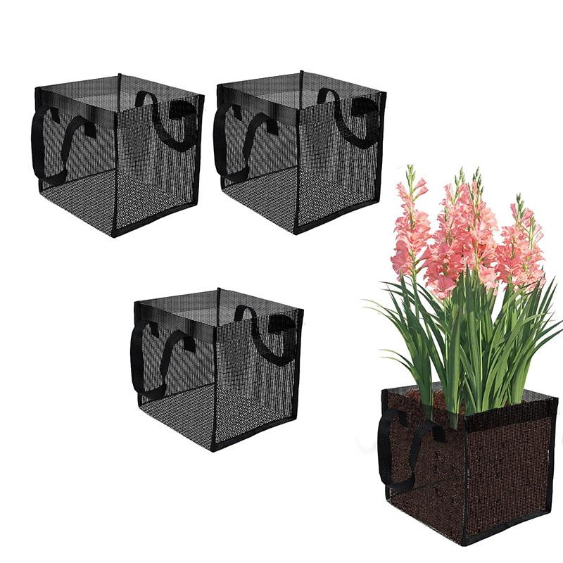 Aquarium Plant - 4 個ブラックメッシュ池植栽バスケット正方形ラウンド PVC スイレンバッグ丈夫なハンドル水族館庭の装飾ギフト