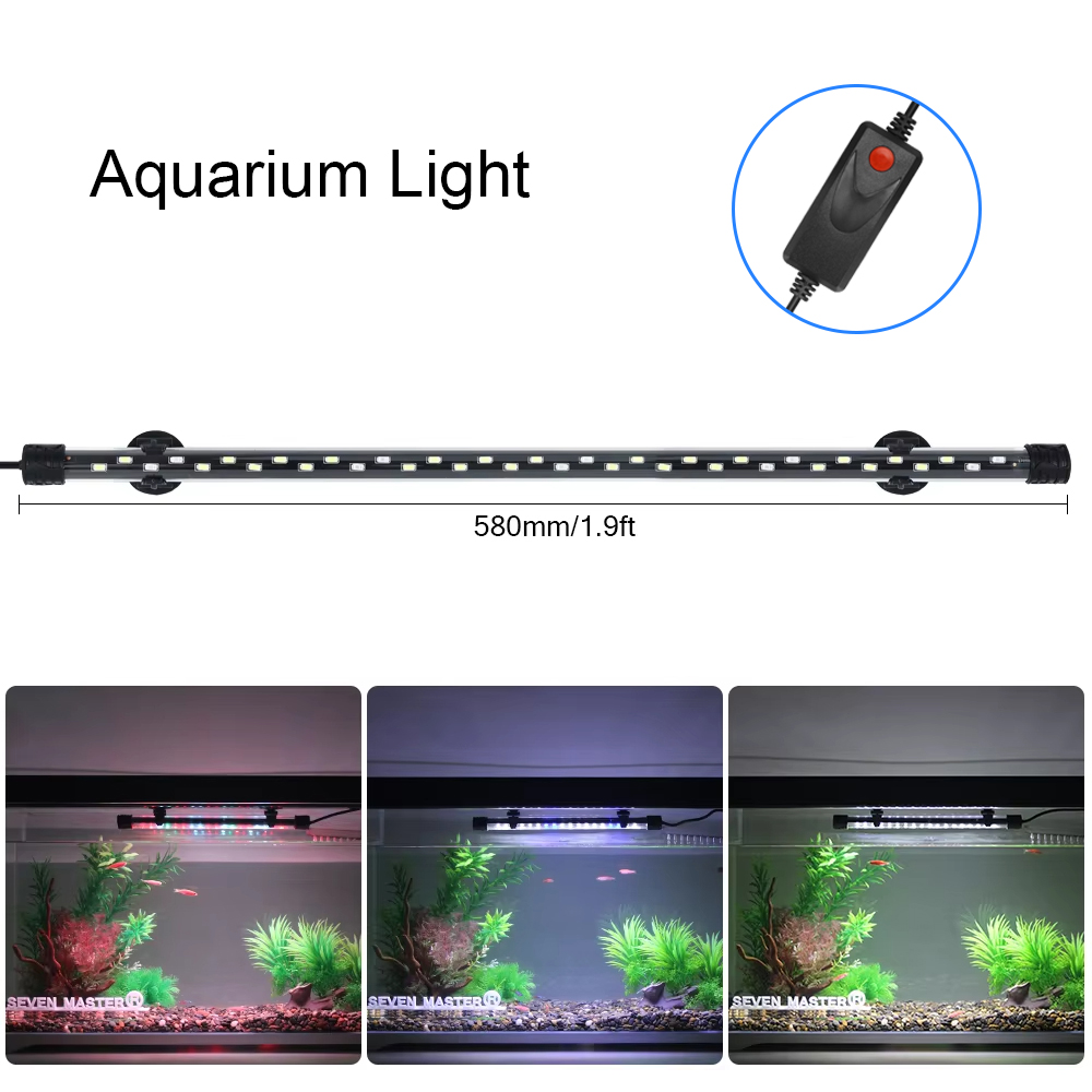 Aquarium Plant Ornament - 防水LED水族館植物成長ランプ,水槽ライト,水中水族館ライト,装飾照明,90-260v,5730チップ,58cm