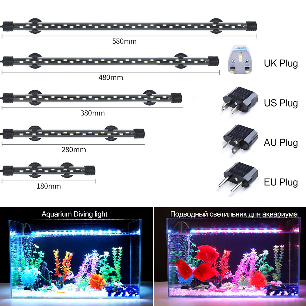 Aquarium Plant Ornament - 90-260V 水族館ライト LED 防水水槽クリップライト水中装飾照明水中ランプ植物成長ランプ 18-58 センチメートル