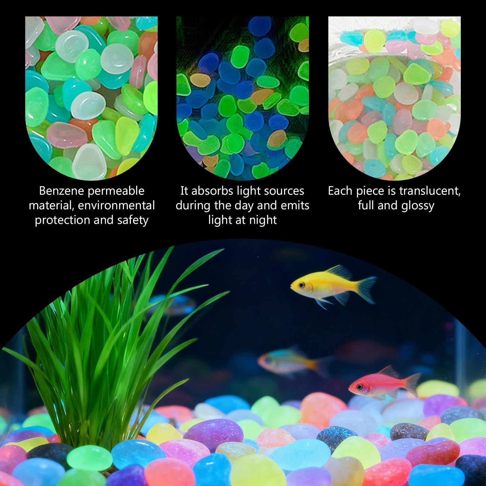 暗闇で光る鉢植え植物用小石 100個入り 樹脂製発光石 庭の - Aquarium Plant のレビューと価格