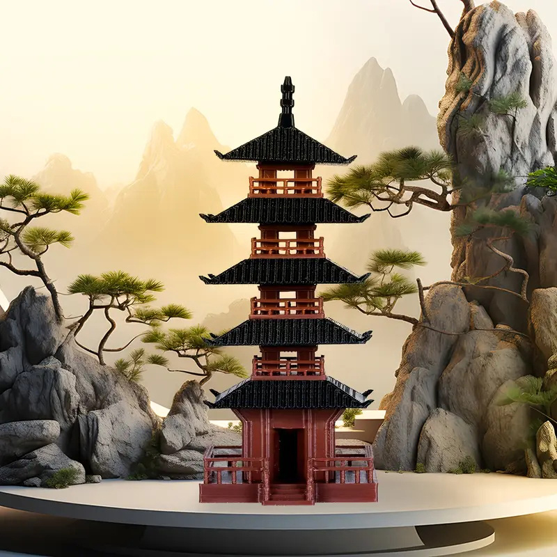 庭の水族館盆栽装飾ミニ塔像中国古代建物モデルパビリオン装飾シ - Aquarium Plant のレビューと価格