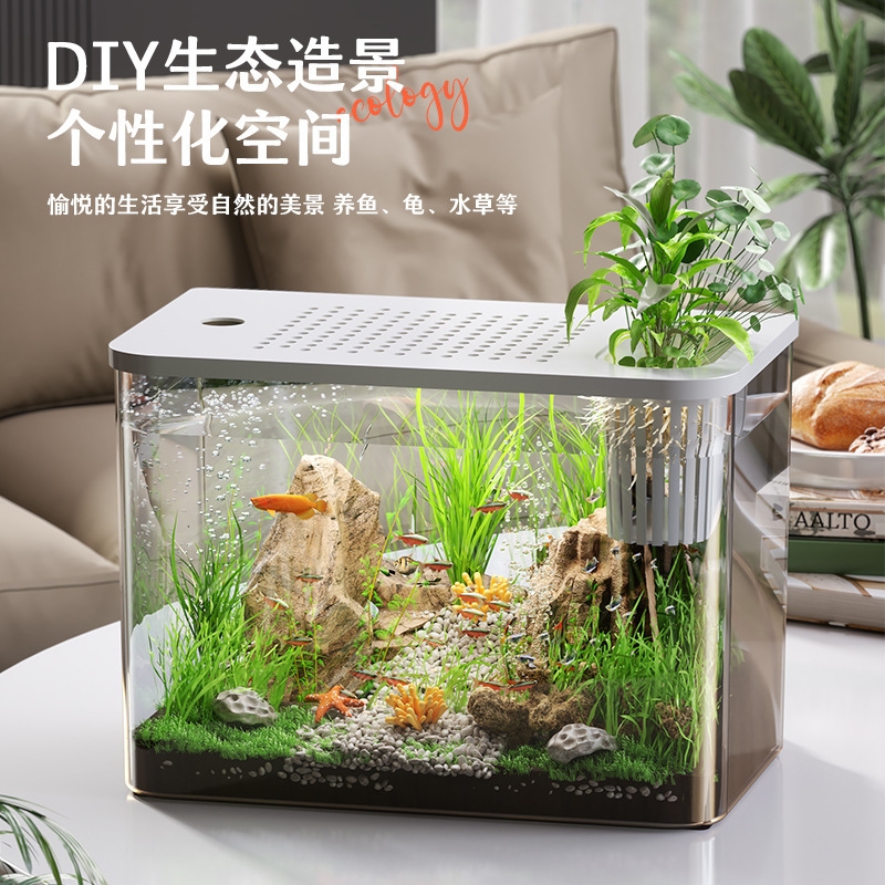 蓋付きプラスチック製水槽、透明ミニデスクトップ水槽、金魚、カ - Planted Aquarium For Goldfish のレビューと価格