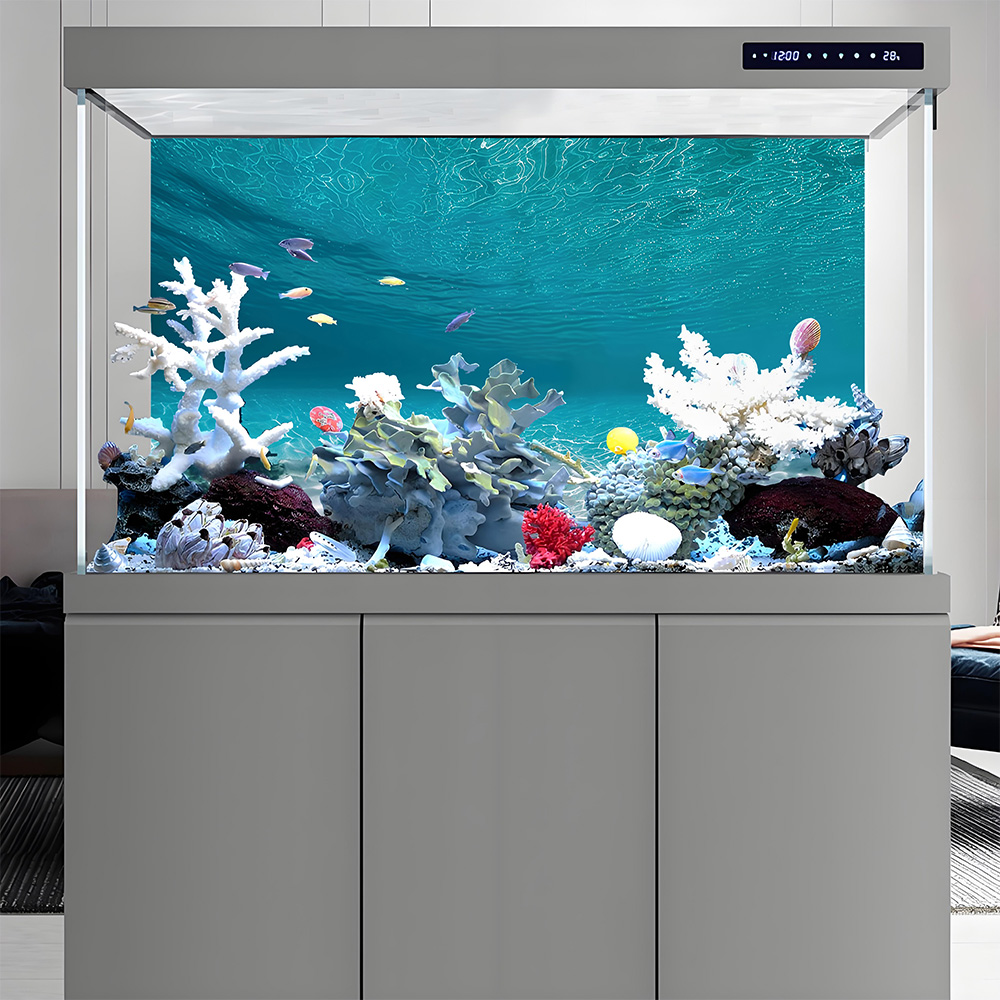 日光に照らされた白い砂、水槽背景画、水槽ステッカー、爬虫類水 - Aquarium Sand White のレビューと価格